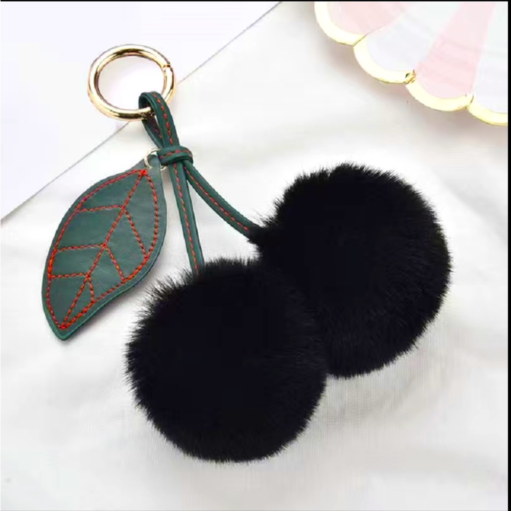 BLACK CHERRY | Pom-Pom Bag Charm | Keychain (Brand New!) 🍒✨